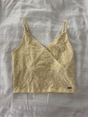 Hollister Yellow Floral Wrap Crop Top